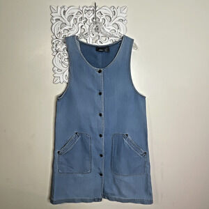 LIZ WEAR Women's size MEDIUM Ribbed Denim Button-up Jumper DRESS Pockets